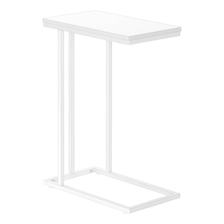 Monarch Specialties Accent Table, C-shaped, End, Side, Snack, Living Room, Bedroom, White Laminate, White Metal I 3468